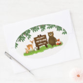 Forest Animals Rustic Woodland Kid's Birthday Ovale Sticker (Envelop)
