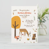 Forest Animals verjaardagsfeestje uitnodiging (Staand voorkant)