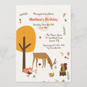 Forest Animals verjaardagsfeestje uitnodiging