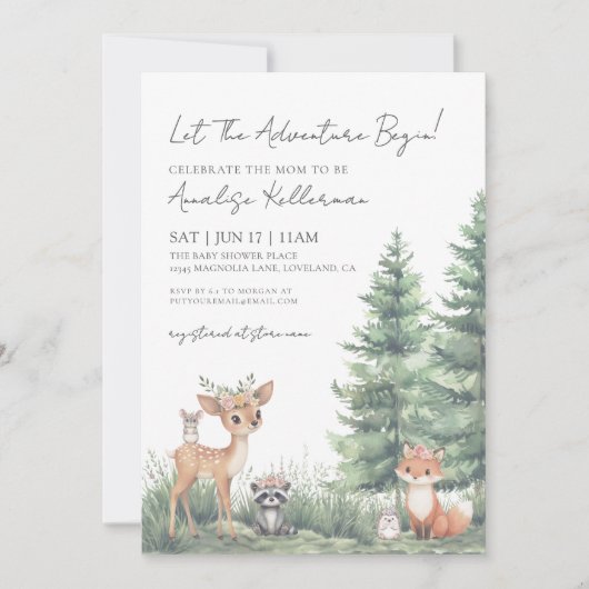 Forest Animals Waterverf Woodland Baby shower Kaart (Voorkant)