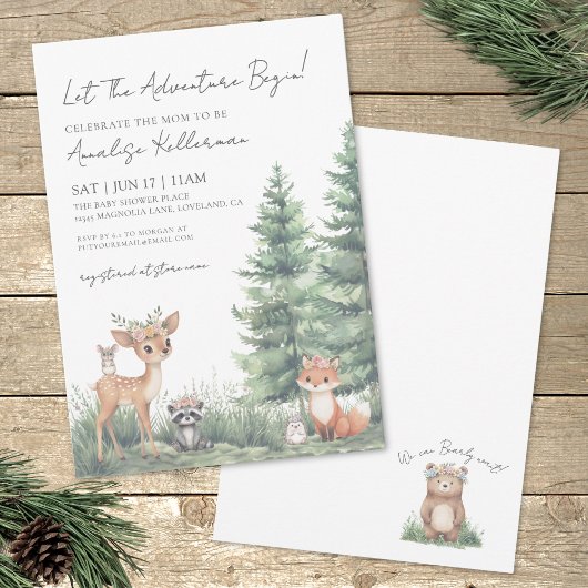 Forest Animals Waterverf Woodland Baby shower Kaart