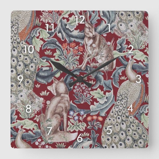 Forest Animals, William Morris Vierkante Klok (Voorkant)