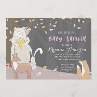 Forest Animals - Woodland Baby shower Invitation Kaart