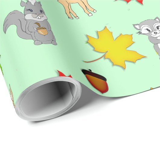 Forest Animals Woodland Creatures Fox, Raccoon Cadeaupapier (Rol Hoek)