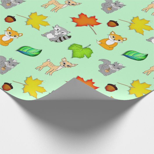 Forest Animals Woodland Creatures Fox, Raccoon Cadeaupapier (Hoek)