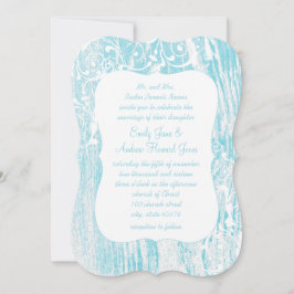 Forest Aqua Old Barn Wood Wedding Kaart