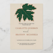 Forest Autumn Maple Leaf Wedding Roos Gold Folie Uitnodiging (Voorkant)