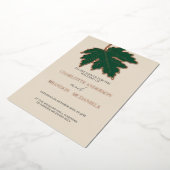 Forest Autumn Maple Leaf Wedding Roos Gold Folie Uitnodiging (Gedraaid)