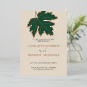 Forest Autumn Maple Leaf Wedding Roos Gold Folie Uitnodiging (Staand Voorkant)