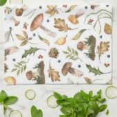 Forest Autumn Mushrooms Leaves voor Cone Dragonfly Theedoek (Gevouwen)