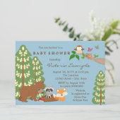 Forest Babies Woodland Baby shower Kaart (Staand voorkant)