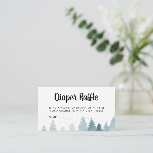 Forest Baby shower Diaper Raffle Informatiekaartje (Staand voorkant)