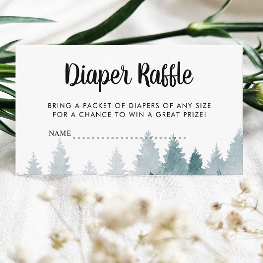 Forest Baby shower Diaper Raffle Informatiekaartje