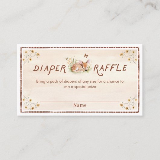 Forest Baby shower Luier Raffle Ticket Informatiekaartje (Voorkant)