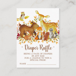 Forest Baby shower Luier Raffle Ticket Informatiekaartje