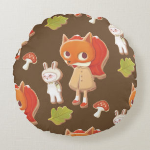 Forest Bakery: Fox Girl & Animal Cookies Patroon Rond Kussen
