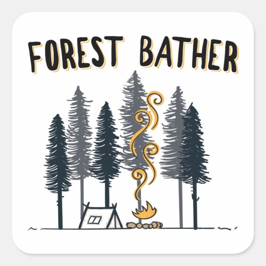 Forest Bather Camping Vierkante Sticker (Voorkant)