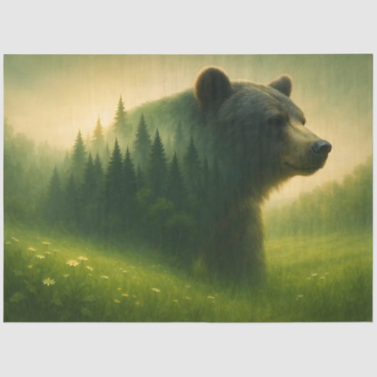 Forest Bear Landscape – Wildlife Nature Decoupage  Tissuepapier (Voorkant)