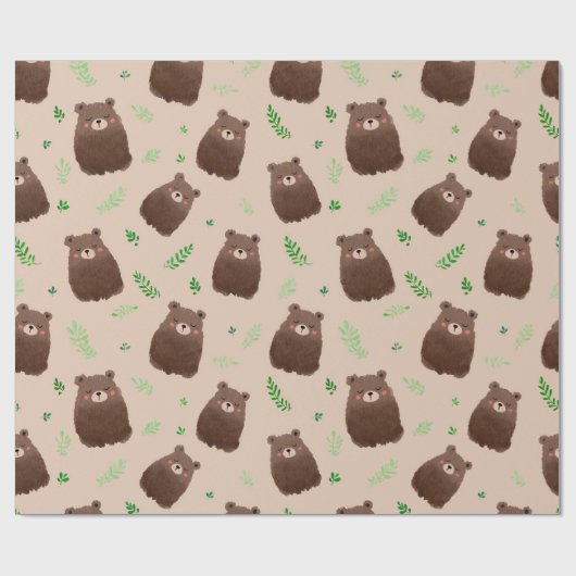 Forest Bear Spring Gift Wrap Cadeaupapier (Vlak)