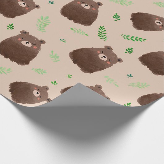 Forest Bear Spring Gift Wrap Cadeaupapier (Hoek)