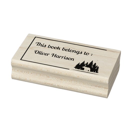 Forest Bear 'This Book Belongs To' Custom Stamp Rubberstempel (Stempel)