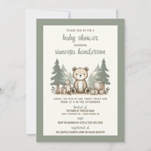 Forest Beer Baby shower Invitation Kaart (Voorkant)