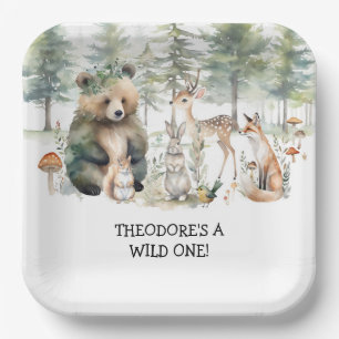 Forest Beer Deer Woodland Wild One Birthday Party Papieren Bordje