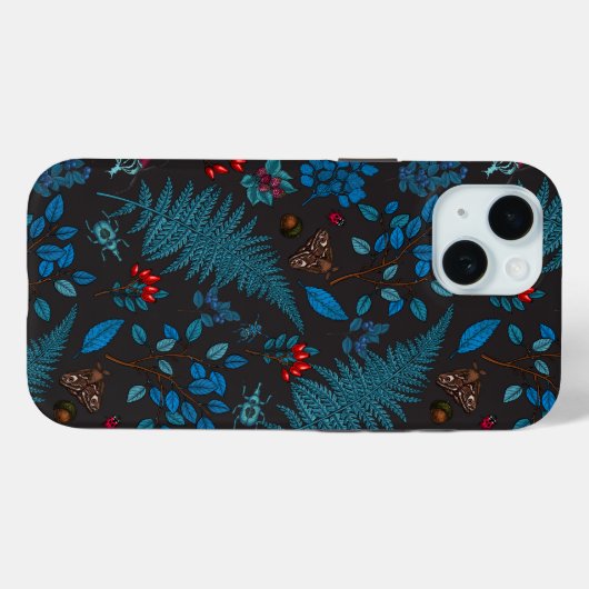 Forest berries, leaves and bugs 1 Case-Mate iPhone case (Achterkant (horizontaal))