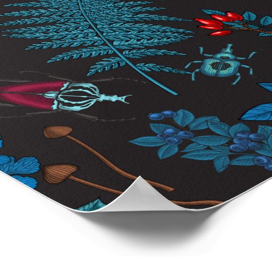 Forest berries, leaves and bugs 1 poster (Hoek)