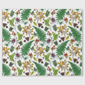 Forest berries, leaves and bugs on white cadeaupapier (Vlak)