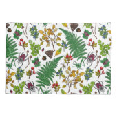 Forest berries, leaves and bugs on white kussensloop (Achterkant-Links)