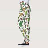 Forest berries, leaves and bugs on white leggings (Links)