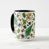 Forest berries, leaves and bugs on white mok (Voorkant links)