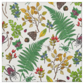 Forest berries, leaves and bugs on white stof (Swatch)