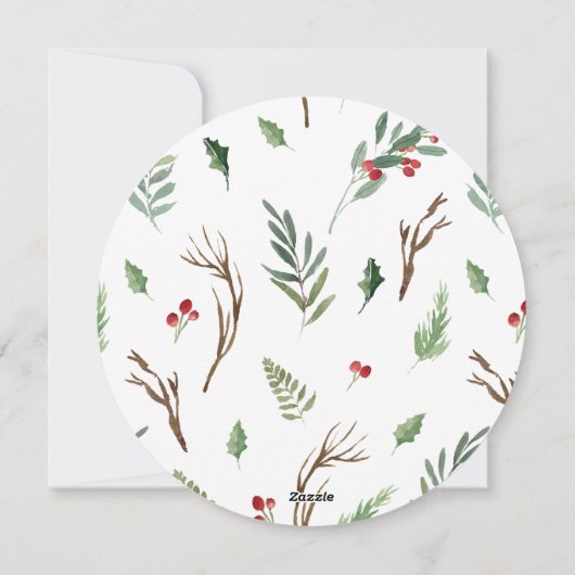 Forest Berry Pinecone Round Photo Feestdagenkaart (Achterkant)