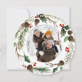 Forest Berry Pinecone Round Photo Feestdagenkaart (Voorkant)