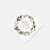 Forest Berry Pinecone Wreath Merry Kerstmis Servet (Hoek)