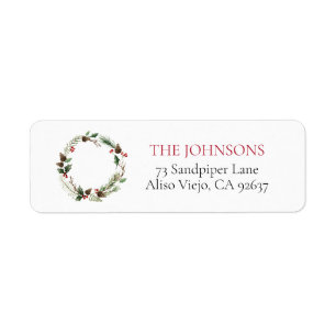 Forest Berry Pinecone WreatReturn Address Etiket