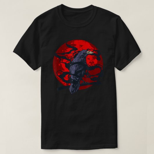 Forest Bird Creepy Night Raven Gothic Animal Red M T-shirt (Design voorkant)