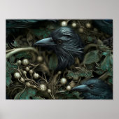 Forest Black Crow Bird | Zwart-roestwand afdrukken Poster (Voorkant)