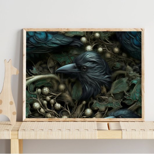 Forest Black Crow Bird | Zwart-roestwand afdrukken Poster