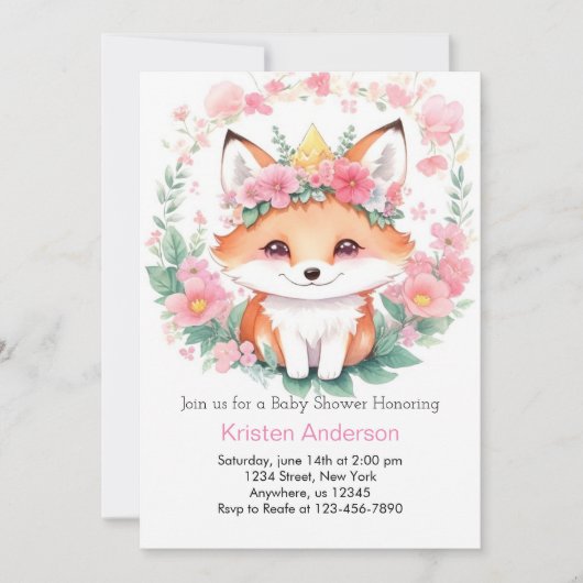 Forest Bliss Fox Boho Meisje Baby shower Kaart (Voorkant)