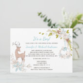 Forest Blue Boy Beer Deer Baby shower per post Kaart (Staand voorkant)