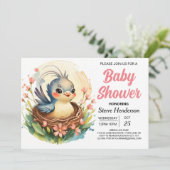 Forest Boho Girly Bird Baby shower Kaart (Staand voorkant)