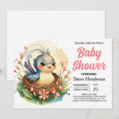 Forest Boho Girly Bird Baby shower Kaart (Voorkant / Achterkant)