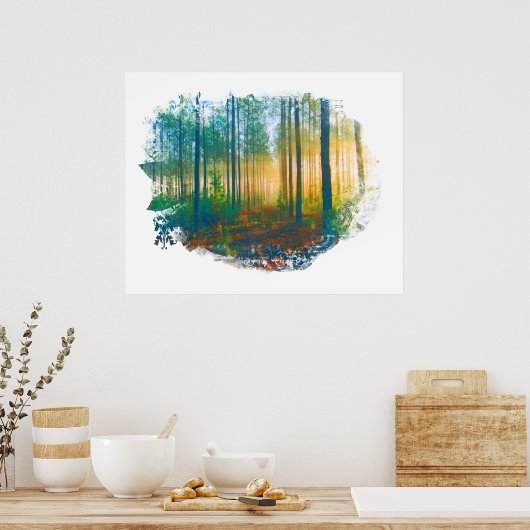 " Forest Bossen Rustic Woodland Artsy Poster (Keuken)
