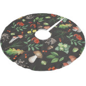 Forest Bounty: Waterverf paddenstoelenpatroon Kerstboom Rok (Gekanteld)