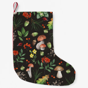 Forest Bounty: Waterverf paddenstoelenpatroon Kleine Kerstsok