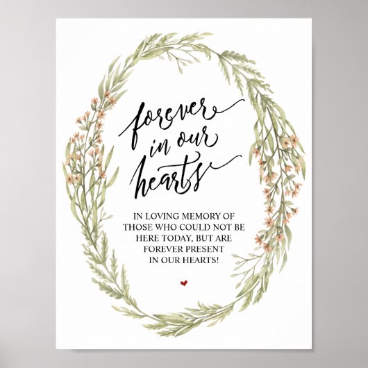 Forest Bouquets Forever in ons hart Memorial Sign Poster (Voorkant)