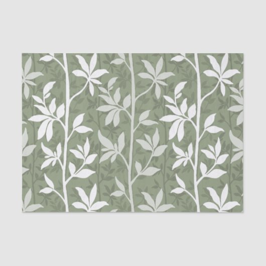 Forest Breeze Minimalist Botanical Silhouette Sage Tissuepapier (Voorkant)